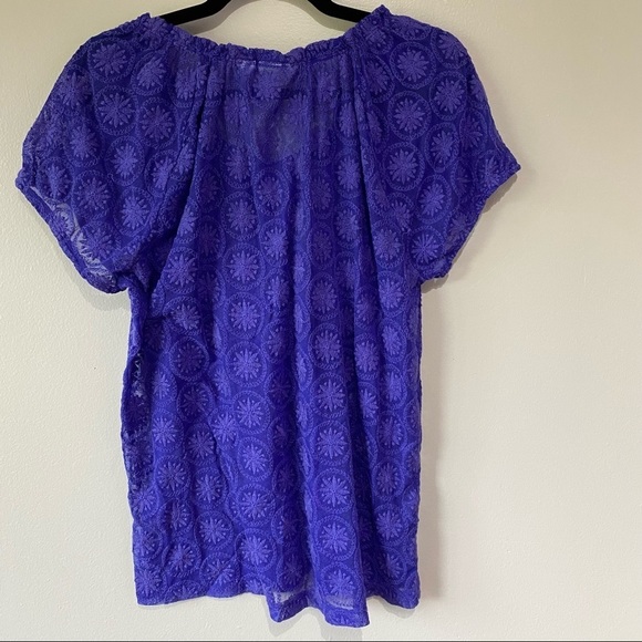 Chicos Blue Sheer Lace Blouse - Picture 3 of 8